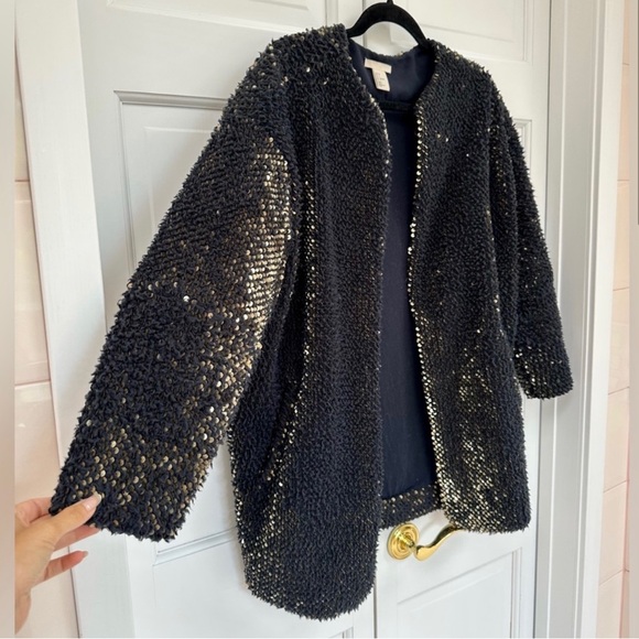 H&M Black Sequin Open-Front Cardigan, Size 34, Brand New - Picture 3 of 13